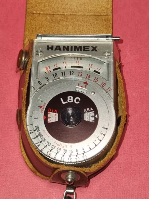 Vintage Hanimex L8C Light Meter With Leather Case