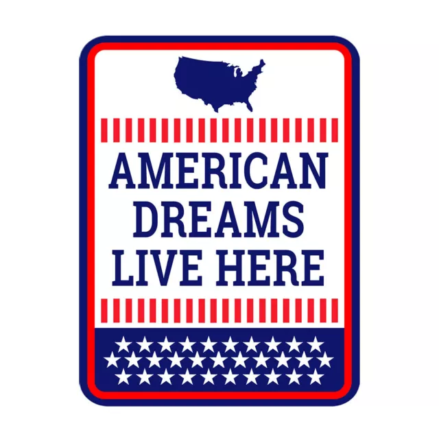 Portrait Round Plus American Dreams Live Here Door or Wall Sign