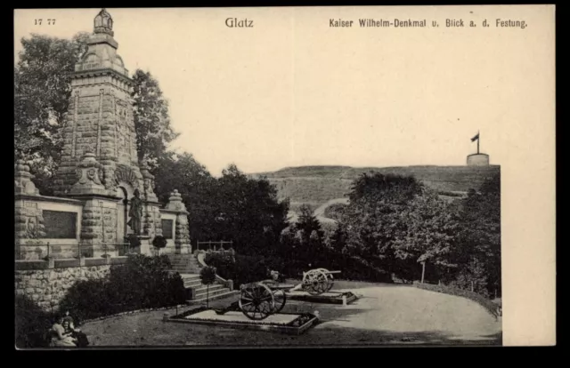 GLATZ Kłodzko Niederschlesien *Kaiser Wilhelm-Denkmal u. Festung* sw-AK um 1910