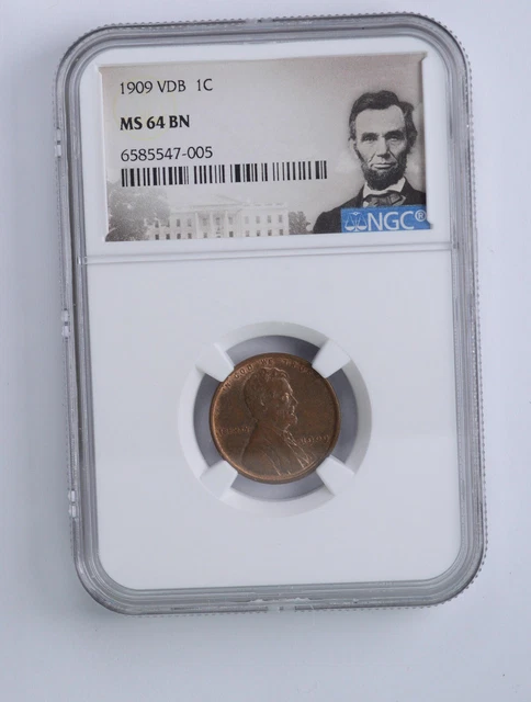 FIRST YEAR ISSUE GEM BU Unc 1909 VDB MS 64 BN Lincoln Wheat Cent NGC *568