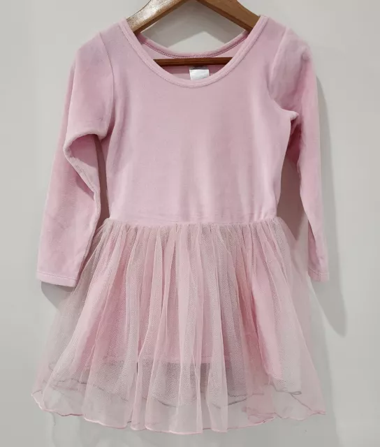 Size 3 /36 Months BONDS Girls Pink Velour and Silver Tutu Dress Preloved