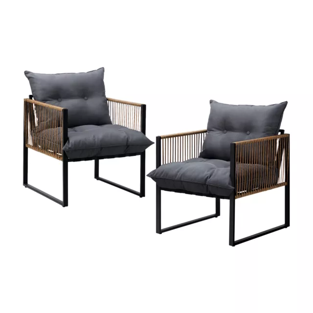 Livsip 2PCS Outdoor Furniture Chairs Garden Patio Garden Lounge Set PE Wicker 3