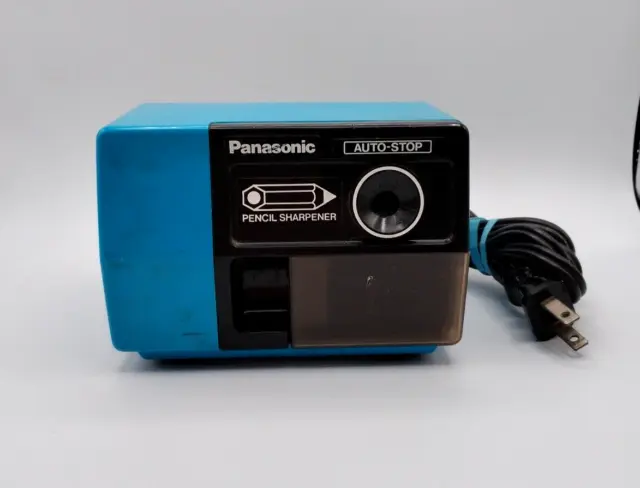 Vtg Japan Panasonic KP-123 Electric Pencil Sharpener Blue Auto Stop Suction Feet