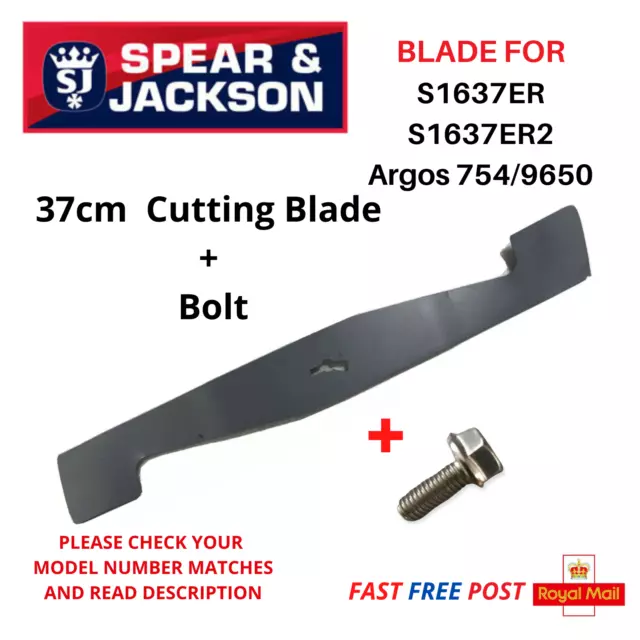 S1637ER2 SPEAR Jackson Lawnmower 37cm Cutting Blade FAST POST