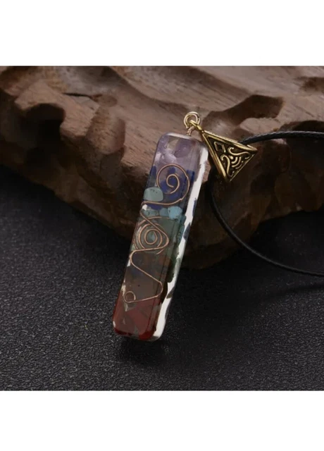 Natural Gemstone Necklace Chakra Stone Pendant Energy Healing Crystal with Chain