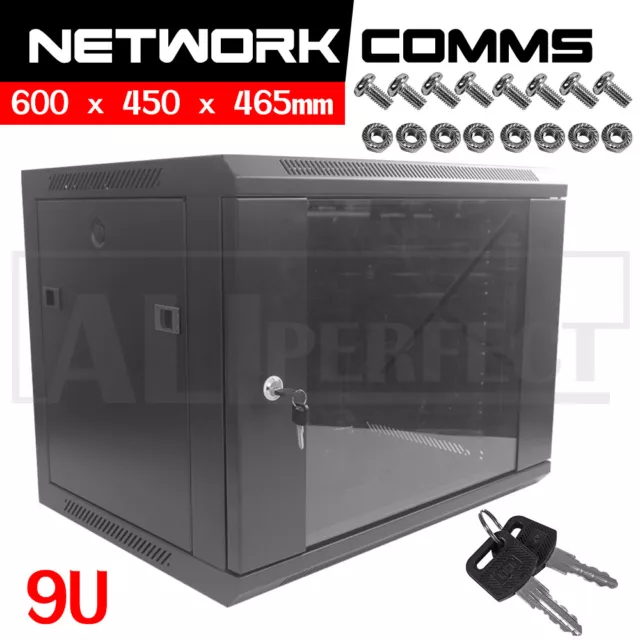 9RU 9U Cabinet Server Network Comms Data Rack LAN 19" Wall Mount 450mm Deep