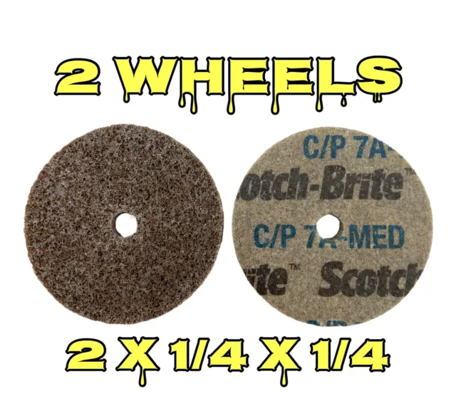 ☀️(2 Pack) 3M Scotch Brite Cut & Polish Unitized Wheels 2"x1/4"x1/4" 7A Medium