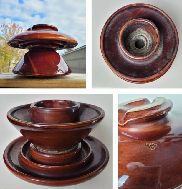 Vtg LARGE LOCKE #19_23 PORCELAIN/CERAMIC HIGH VOLTAGE POWER LINE INSULATOR RARE