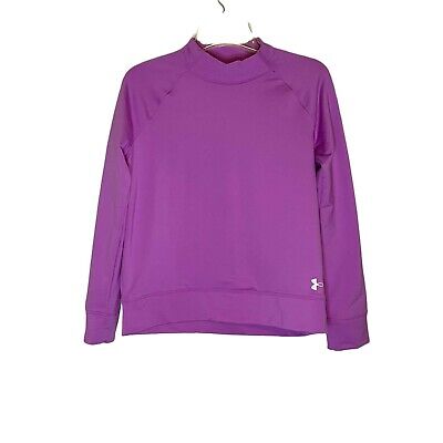 Under Armour Coldgear Girls Pullover Sweatshirt Purple Loose Fit Mock Neck XL