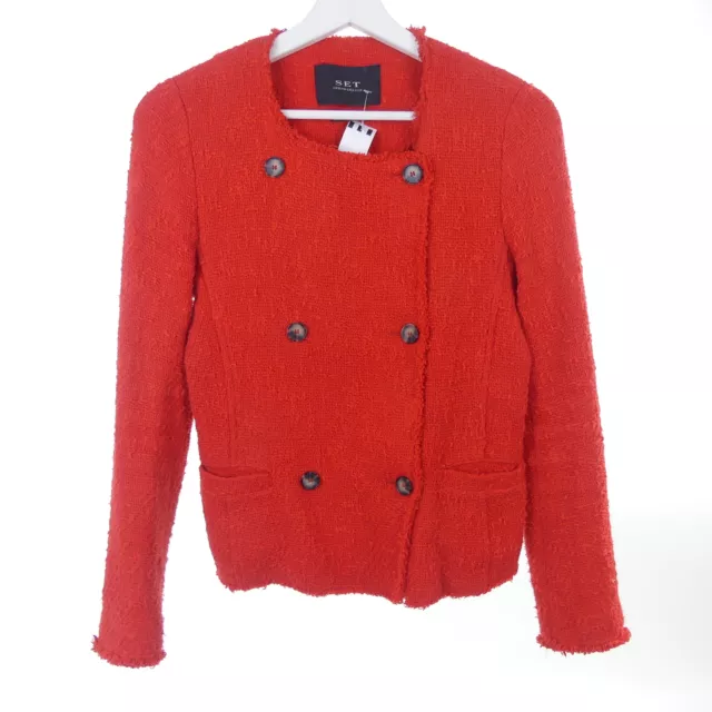 SET Jacke Boucle Blazer Jacket Rot Gr. DE 34 XS