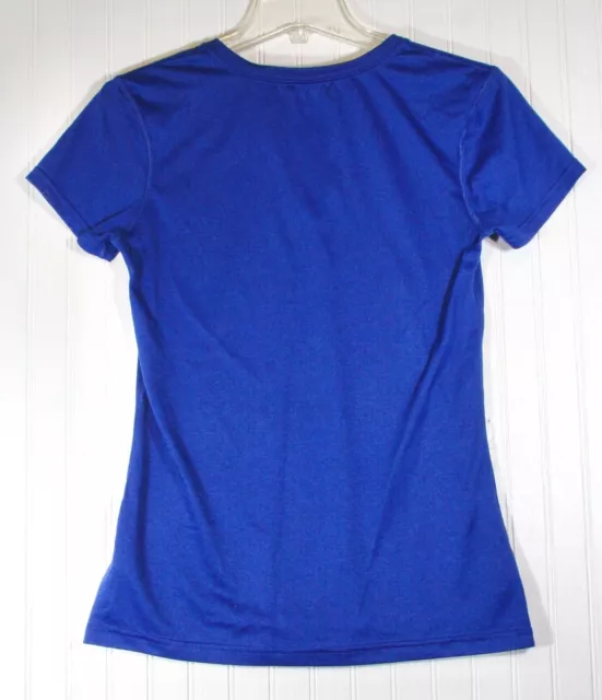 NIKE WOMEN'S SMALL sports T-shirt royal blue short sleeve V-neck Dri ...