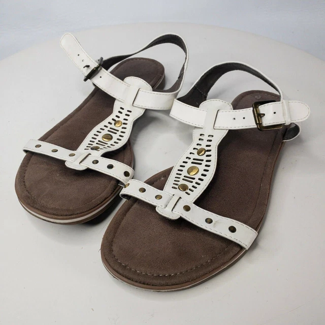 Natural Soul By Naturalizer Womens Sandals White 8 Open Toe Slingback Shoes 1330