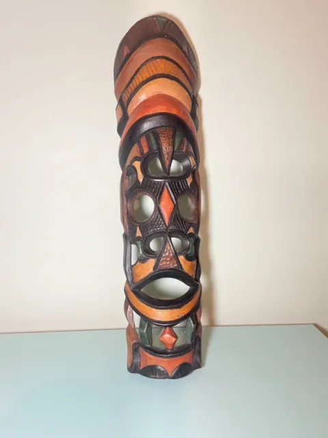 African wall mask  hand carved hand painted real wood