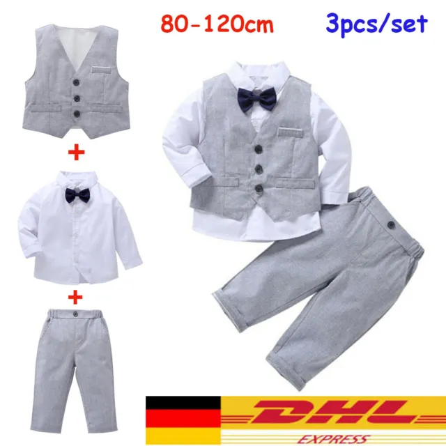 DHL Baby Kleinkind Junge Hochzeitsformal Smoking Anzug Outfits Hemd +Hose +Weste