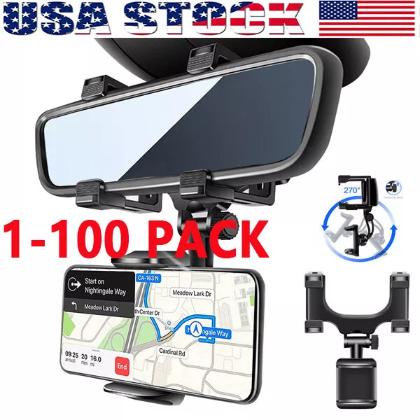 US 360 Rotation Car Rear View Mirror Mount Stand GPS Cell Phone Holder wholesale