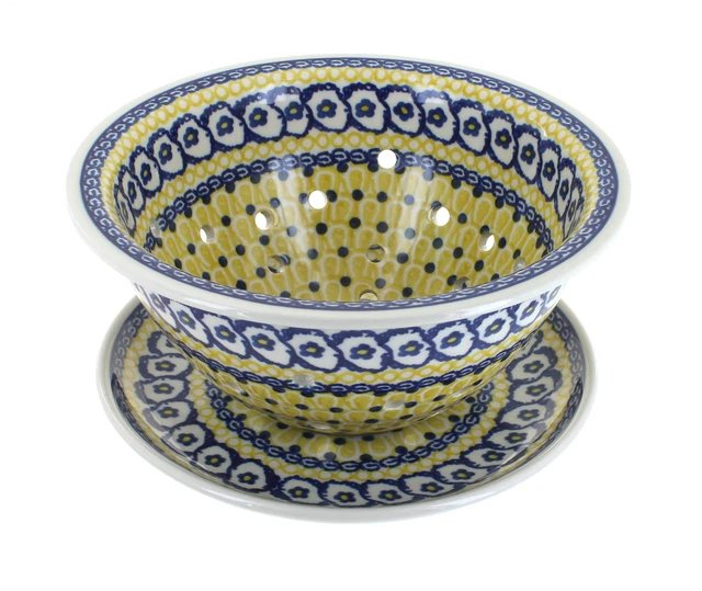 Blue Rose Polish Pottery Saffron Berry Bowl & Plate