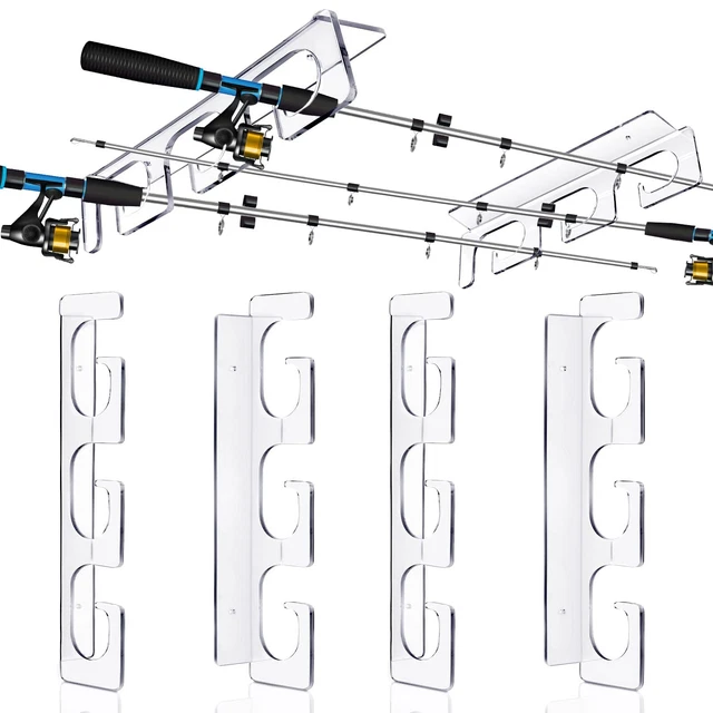 2 Pairs Acrylic Ceiling Fishing Rod Holders or Wall Mounted Fishing Ro...