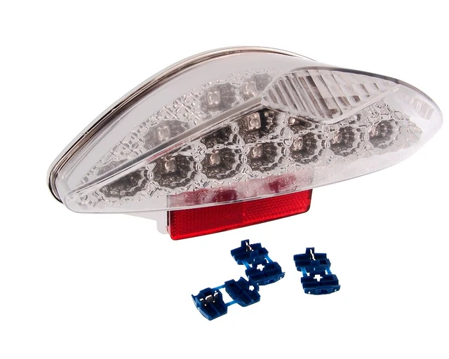 Feu arrière à LEDs en verre clair pour Yamaha Aerox, MBK Nitro, CPI Hussar, Keew