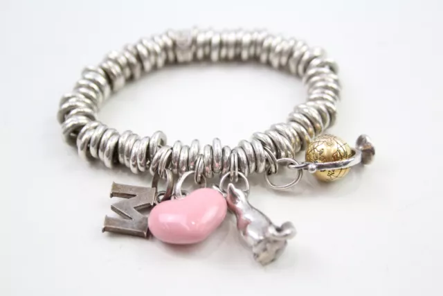 Links of London Sweetie Bracelet Sterling Silver Charms Heart Globe (66g)