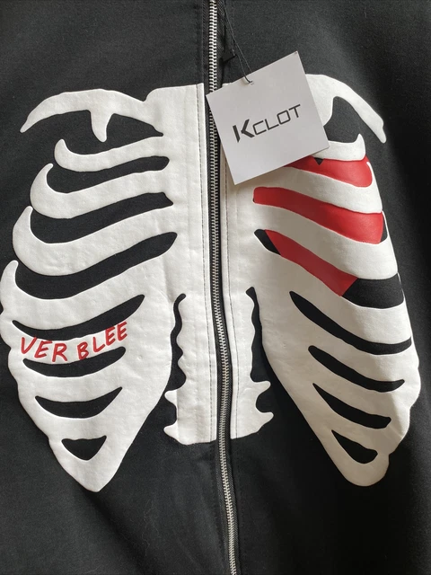 Felpa Kclot con stampa scheletro e zip