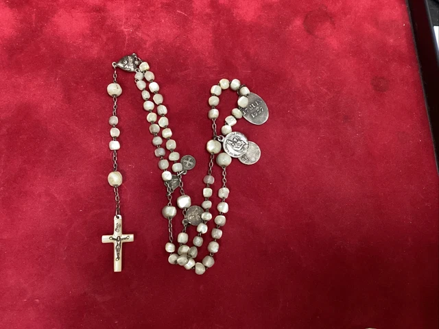 Chapelet En Nacre Et Argent