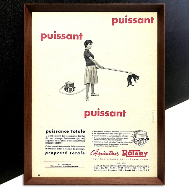 FRENCH ROTARY VACUUM Cleaner 1960 Vintage Magazine Advertisement Poster