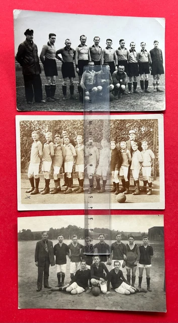 3 X SPORT Foto AK FUSSBALL um 1920/30 Mannschafts Gruppenbilder Sachsen