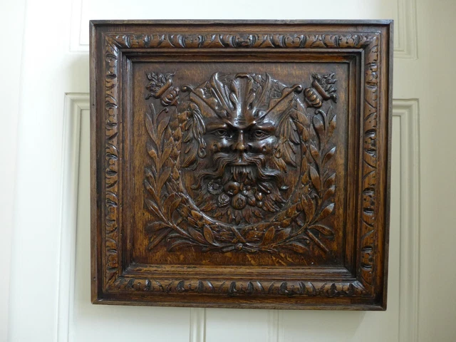 Antique wooden hand carved decorative panel 19th century beautiful decor unique