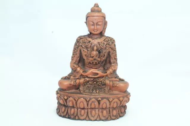 Antik Statue Handgraviert Buddhismus Gott Meditative Buddha Idol Poly Resin - 1