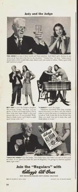 Vintage 1942 Kellogg's All-Bran Cereal Join The "Regulars" Print Advertisement