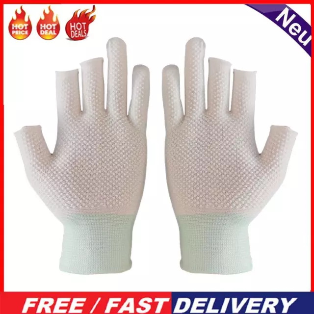 3 Fingers Cut Fishing Gloves Anti-Slip Sunscreen Angling Gloves (White)