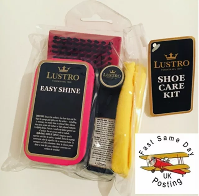 Lustro Shoe Care Kit travel pack zip up plastic pouch