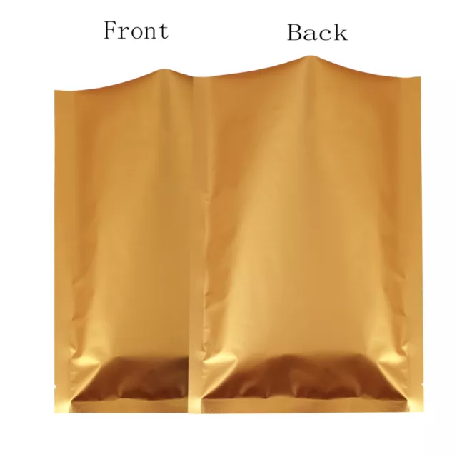 100x Open Top Mylar Bags Flat Pouch 12x18CM Golden 3 Side Seal BPA Free Packing