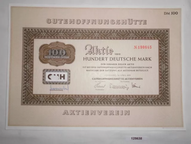 100 Mark Aktie Gutehoffnungshütte Aktienverein Nürnberg April 1975 (125638)
