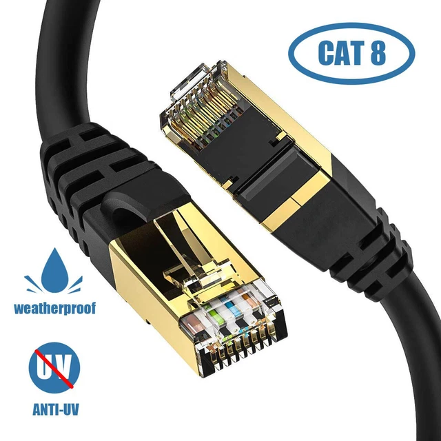 25ft Heavy Duty Cat8 Patch Ethernet Cable 8M Cat 8 Cord Xbox 360 Router  Wire