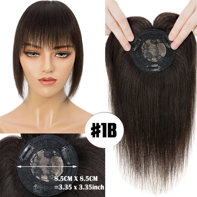 Topper Human Hair Clip In for Women Top Hair Loss 8.5x8.5cm #1B Natural Black US