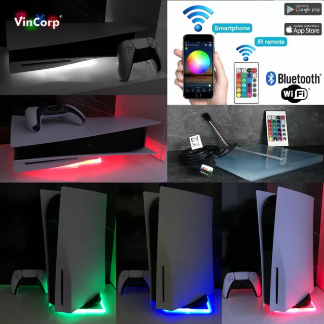 Wifi RGB LED USB Design Unterlage / Ständer Standfuß Acryl für PlayStation 5 PS5