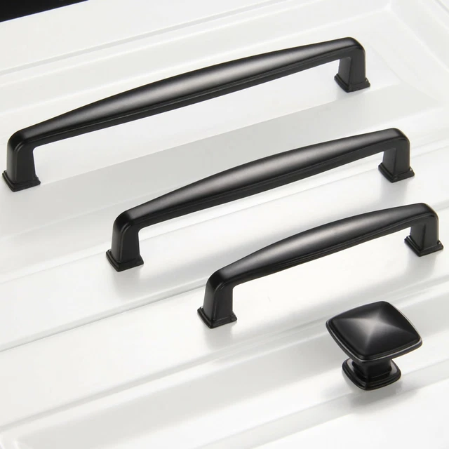 Stylist Black Simple Door Pull Handles Knobs for Modern Cabinet Drawer Cupboard
