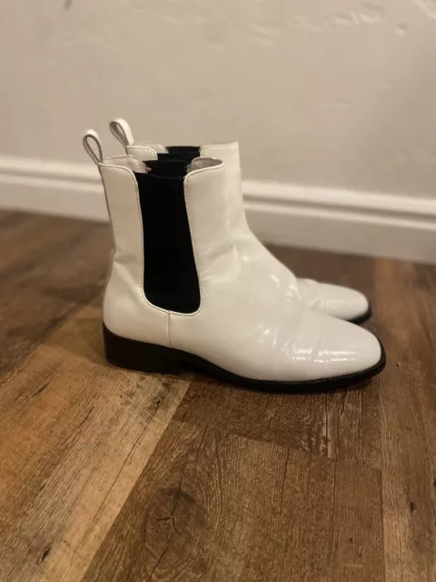 JEFFREY CAMPBELL Emrys Chelsea Boot White Leather Size 6