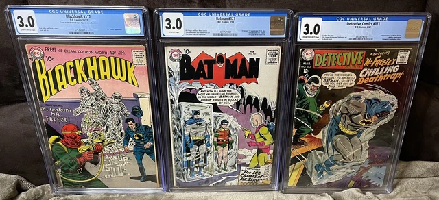 Batman 121, CGC 3.0, 1st Mr. Freeze + Blackhawk 117 & Detective Comics 373 lot