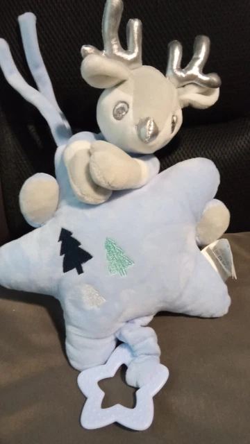 Doudou Boite A Musique Etoile Renne Cerf Sapin Bleu Tom & Kiddy Bisous D Ange