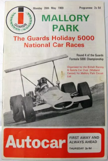 MALLORY Park Holiday 5000 Motor Racing Official Programme 26th May 1969