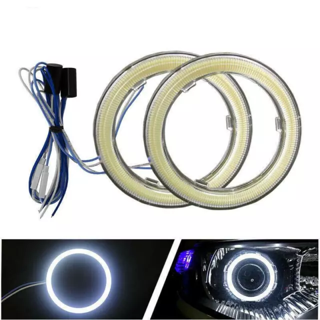 Pair 60mm/70mm/80mm/90mm/100mm/110mm Car COB LED Angel Eyes  Ring Fog Light