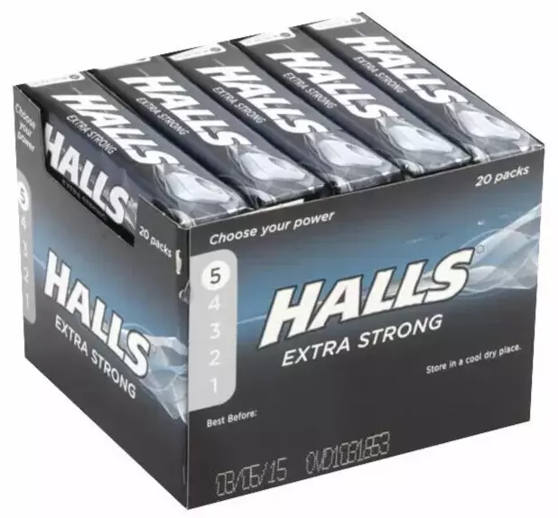 20x Halls Extra Fort Original Menthol Saveur Vapeur Action Sucreries