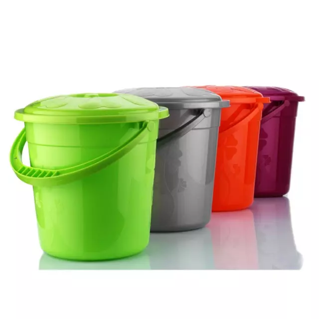 2x 5L/10L/15L/20L Coloured Plastic Bucket with Lid & Handle Storage Container