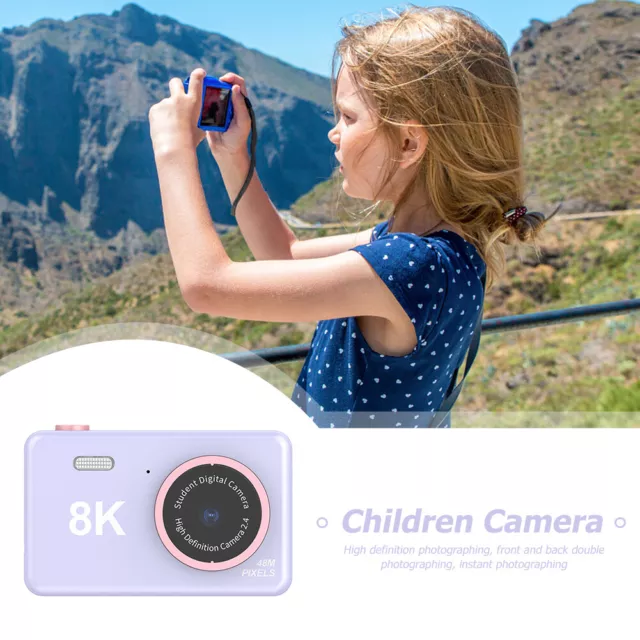 80MP 2.4 inch HD Screen Kids Digital Video Photo Camera with 32GB Card (Purple)