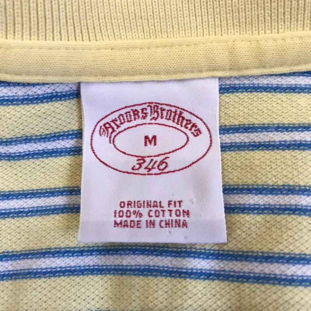 BROOKS BROTHERS 346 Short Sleeve Polo Shirt Men's M Yellow Blue Striped ...