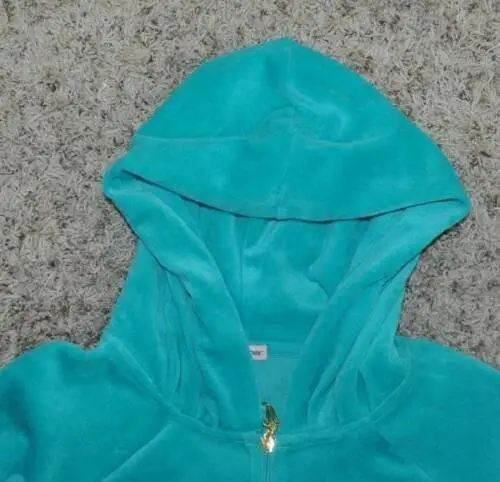Girls Jacket Hooded Juicy Couture Green Velour Long Sleeve Zip Up-size 7/8 4