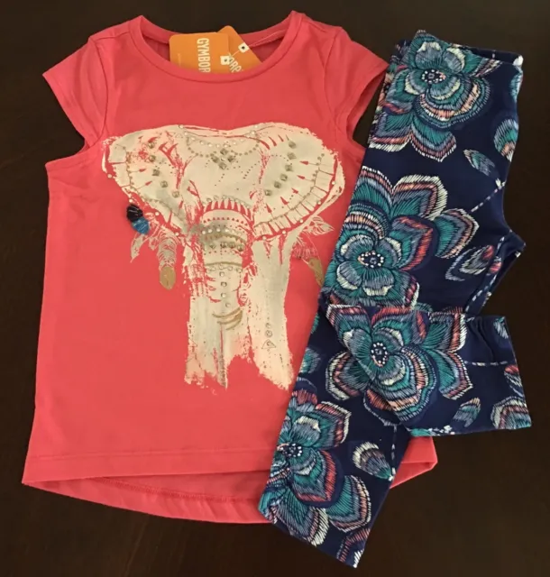 NWT Gymboree Girl Safari Twirl Elephant Tee & Capri Leggings Outfit 4 5 6 7