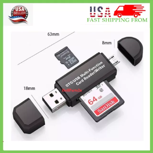 Micro USB OTG to USB 2.0 Adapter SD/Micro SD Card Reader With Standard USB Male